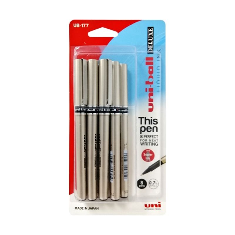 Uni-Ball DELUXE Roller Pen 1 Pack 8pcs Blue