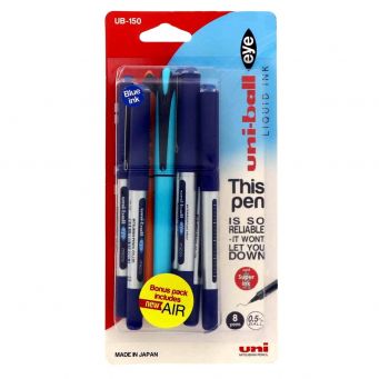 Uni-Ball 150 EYE 6 PCS Blue + Air 2 Pcs Bonus Pack