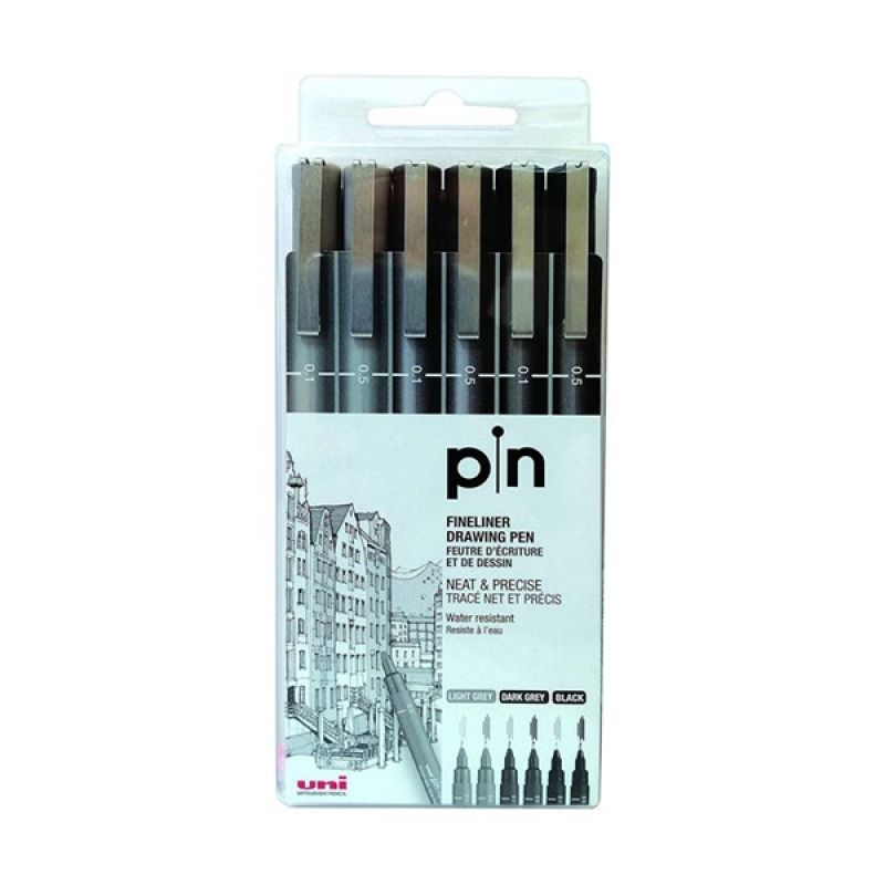 Uni Pin Fine Liner 1 Pack 6 Pcs Black