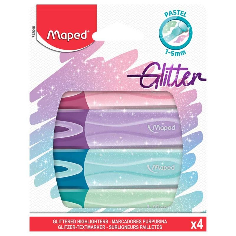 Maped Highlighter Pastel Glitter Pack 4 Color