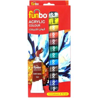 Funbo Acrylic Paint Set 12 Col X 12ml Tubes