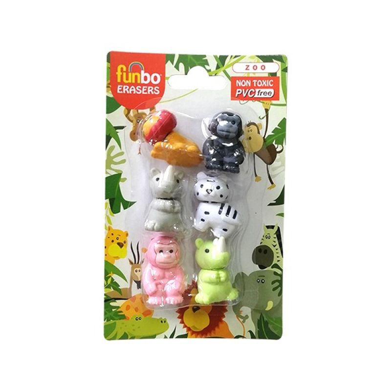 Funbo 3D Eraser In Blister Pack-Zoo