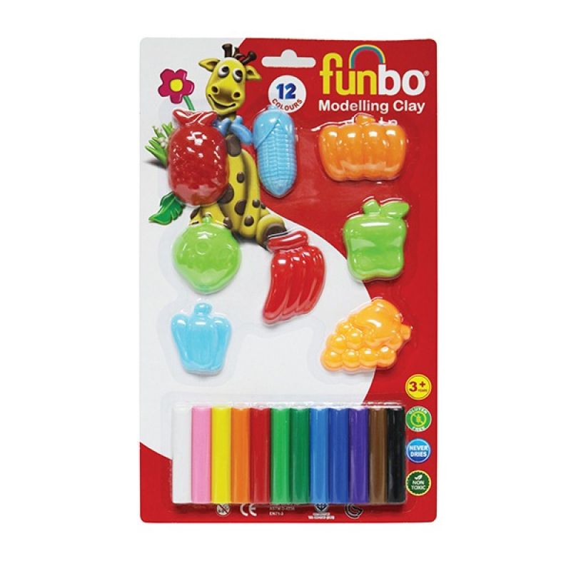 Funbo Modelling Clay 150g 12 Colors +8 Fruit 3D Moulds