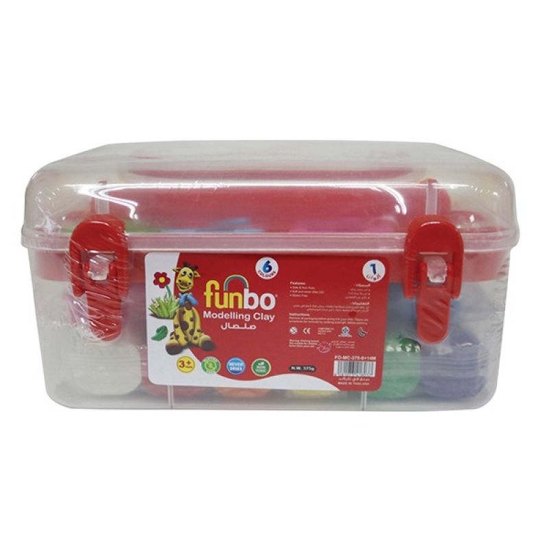 Funbo Modelling Clay 375g 6Colors + 14Moulds + 1Roller