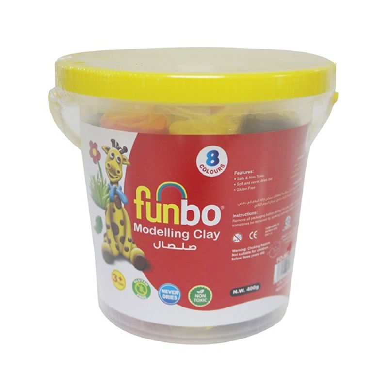 Funbo Modelling Clay 400g 8 Colors In Bucket