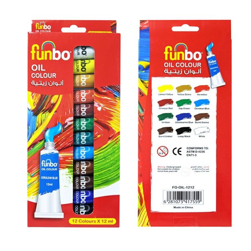 Funbo Oil Paint Set 12 Colors X 12ml Tubes