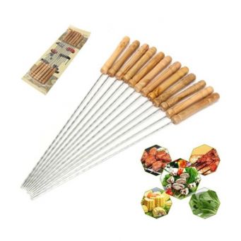 Easy Cook Stainless Steel stick for barbecue with wooden Handle