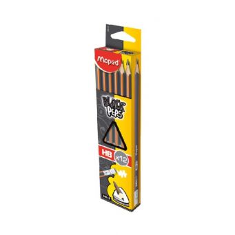 Maped Black Peps 12x HB Pencil+Eraser Box