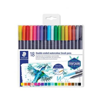 Staedtler Mars Graphic 2 Tips Brush Pen Set=18col