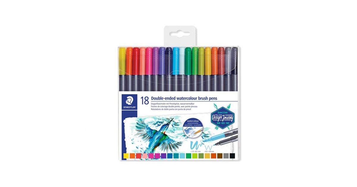 Staedtler Mars graphic 2 tips brush pen Set=18col sandhai.ae