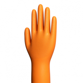WRP - Multi-Purpose Orange Eduo Diamond Nitrile Powder Free Gloves, Size Small