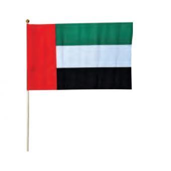 UAE National Hand Flag A3 Set of 12 - wood (Gold Top)