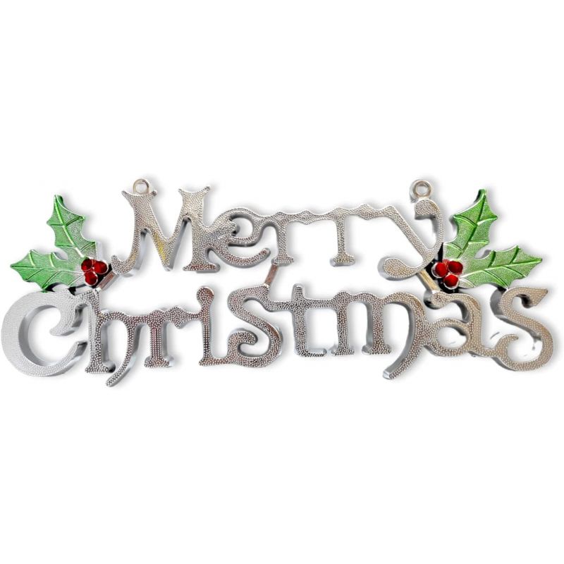Silver Merry Christmas Signs, Decorative Hanging Signs