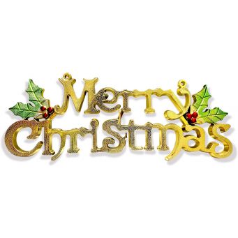 Gold Merry Christmas Signs, Decorative Hanging Signs for Christmas