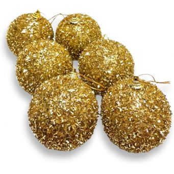 6 Pieces Gold Flaky Foil Tinsel Design, Christmas Ball Pendant