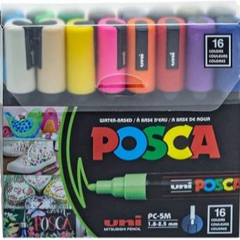 Posca Paint Marker Pen Fine Point Bullet 16 colors PC-5M