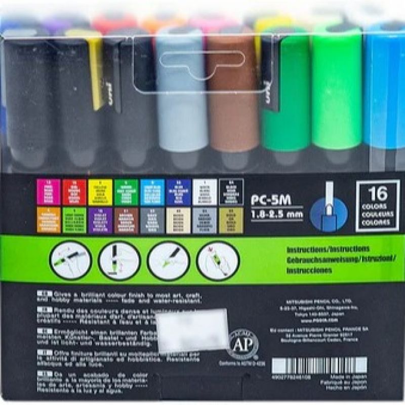 POSCA Acrylic Paint Fine Point Marker Set of 16 Colors 
