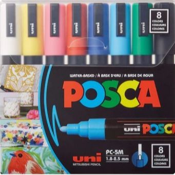 Posca Paint Marker Pen Fine Point Bullet 8 colors PC-5M