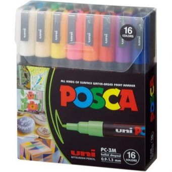 Posca Paint Marker Pen Fine Point Bullet 16 colors PC-3M