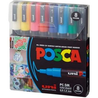 Posca Paint Marker Pen Fine Point Bullet 8 colors PC-3M