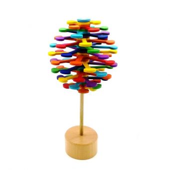 Wooden Spinning Wand Rotating Lollipop Stress Relief Toy