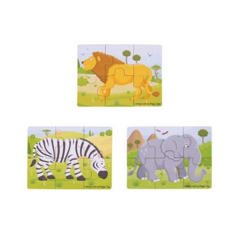 Six Piece Puzzles - Wild Animals (set of 3)