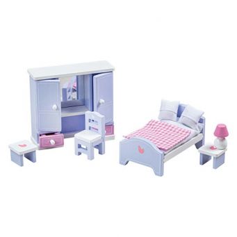 Wooden Dolls House Furniture Set - Bedroom