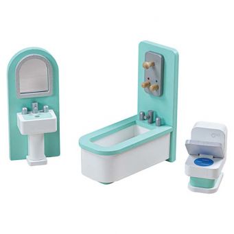 Wooden Dolls House Furniture Set - Bathroom