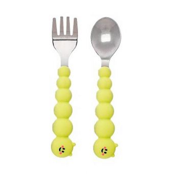 Melii - Silicone Caterpillar Spoon & Fork Set