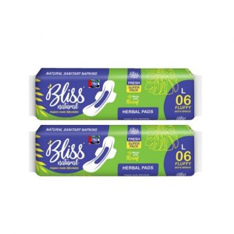 BLISS NATURAL UAE Organic Sanitary Napkin pads with wings for women