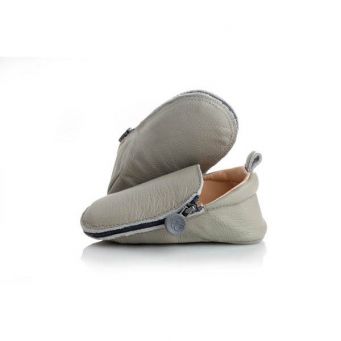 Rose et Chocolat Zipper Soft Soles Shoes Grey