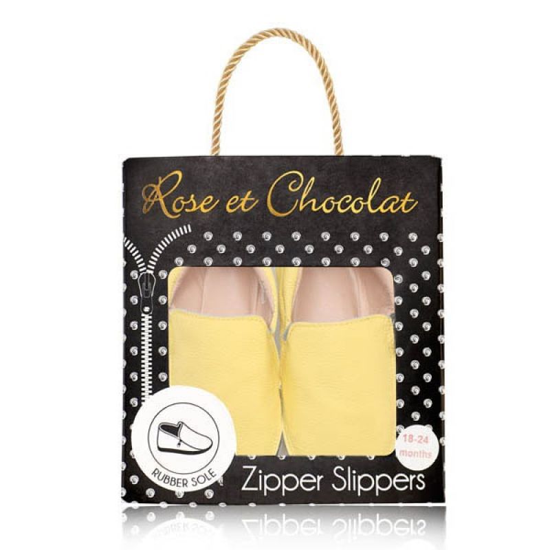 Rose et Chocolat Zipper Rubber Soles Shoes Yellow