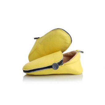 Rose et Chocolat Zipper Soft Soles Shoes Yellow