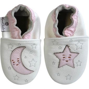 Rose et Chocolat Classic Shoes Moon Stars White Grey