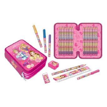 Princess 3 Zippers Pencil Case (Filled)