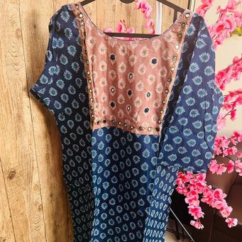 Plus Size Cotton Ajrak Kurti