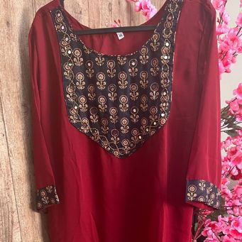 Plus Size Georgette Ajrak Kurti