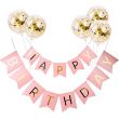 5-Piece Happy Birthday Balloon Set With Hanging Flag Pink