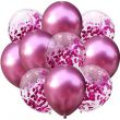 10- Piece High-quality Bright Colours Confetti Party Decoration Latex Balloon Set 12inch Pink