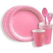 24-Pieces Plain Tableware Party Set Pink