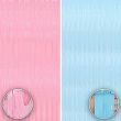 2-Piece Pink and Blue Pastel Foil Fringe Curtain
