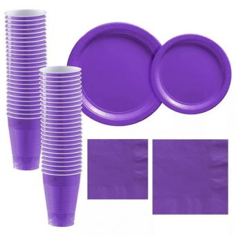 40-Piece Purple Disposable Party Tableware Set Small Plates
