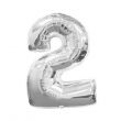 Number 2 Silver Helium Party Balloon 16inch