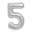 Number 5 Silver Foil Party Balloon 32inch