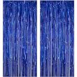2-Piece Blue Tassel Curtain Set