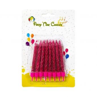 8-Piece Party Time Pink Glitter Candle Set