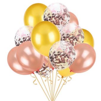 15-Piece Decorative Party Balloons-Pink and Yellow