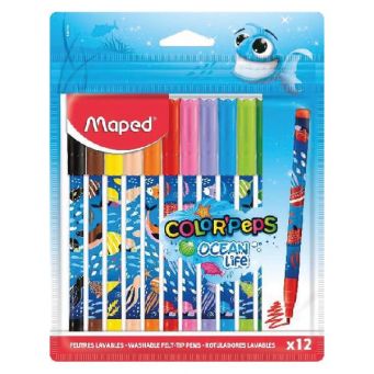 Maped Colorpeps Washable Felt tip pens 12 cols