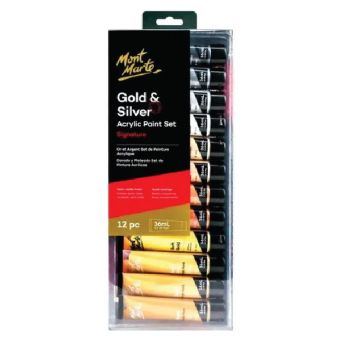 Mont Marte Acrylic Color 12X36Ml Gold&Silver Mix