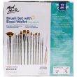 Mont Marte Brush Set W/Easel Wallet 17Pcs